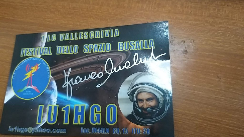 La QSL firmata dall'Astronauta Franco Malerba